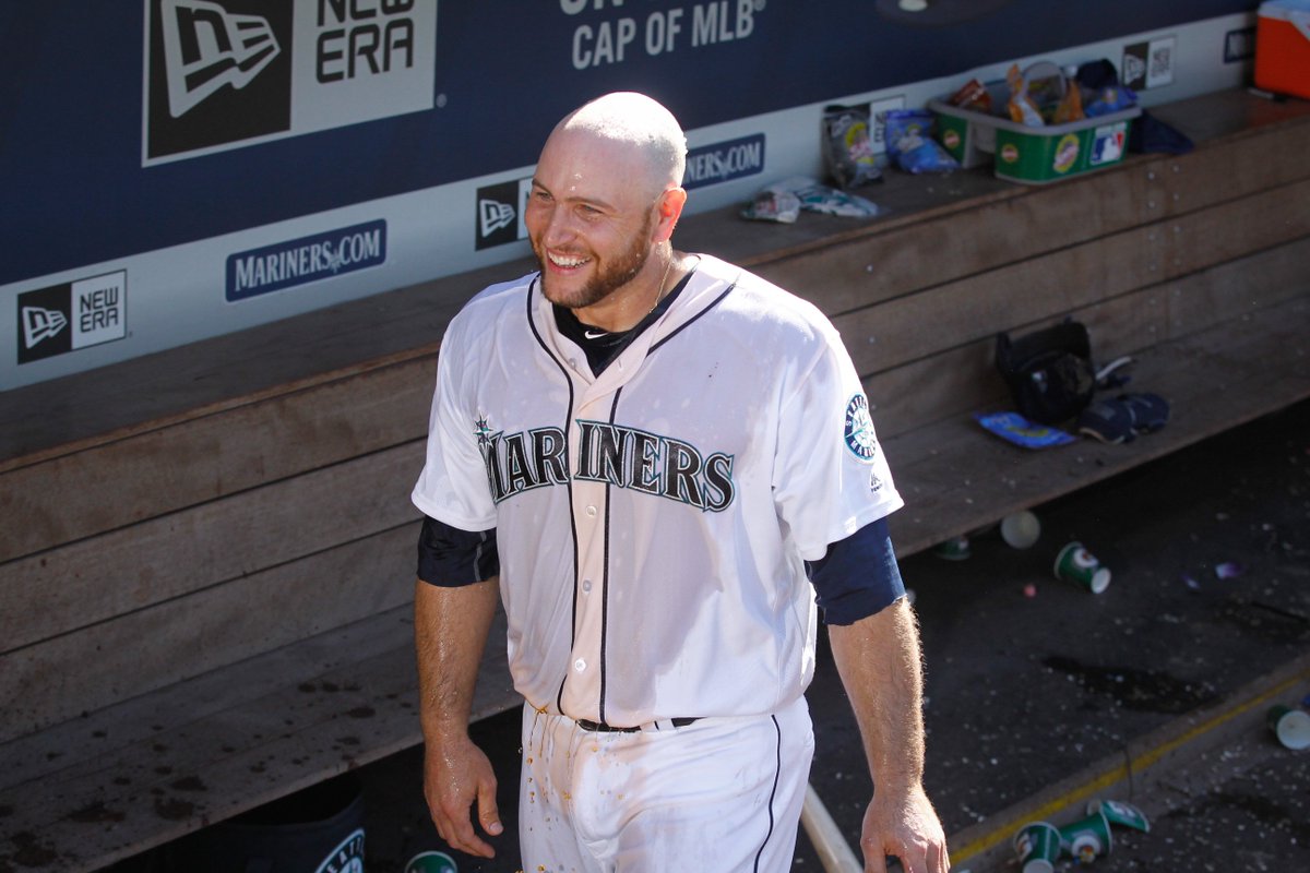 Mariners's tweet photo. He knew it was coming. @Chris_Iannetta gets the Gatorade bath. #GoMariners https://t.co/Be2l3Li1ud