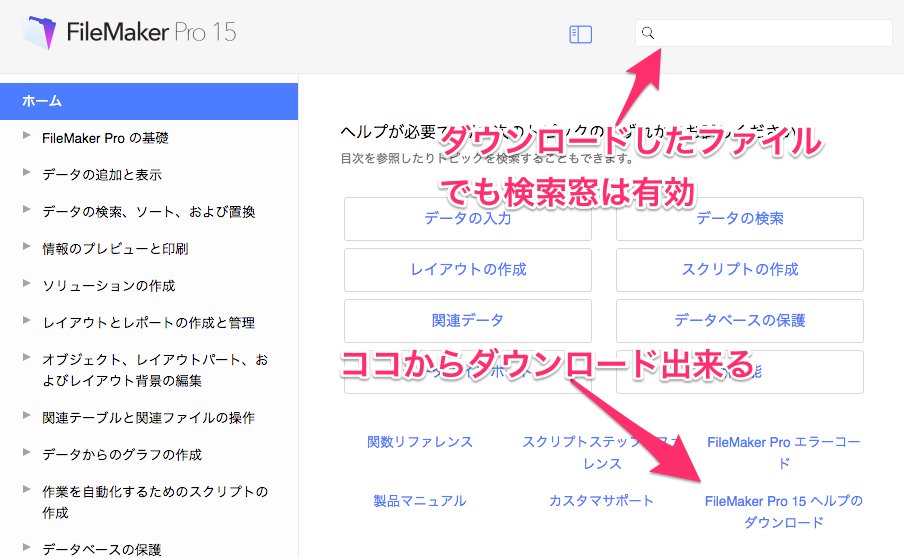 Mirai_Switch's tweet image. FileMaker Pro 15 ではヘルプがダウンロード出来る。ダウンロードしたファイルでも検索出来る便利さ。
#FileMaker15