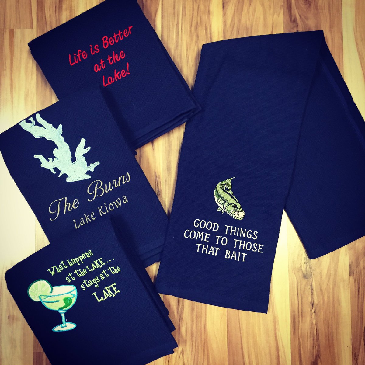 LegacyMonograms's tweet image. How fun are these kitchen towels? #monogrammed #lake #house #Dallas #gifts #giftideas #gift #MothersDay #birthday