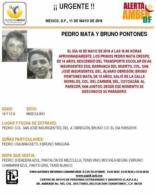 PaoZen's tweet photo. #cdmx #df por favor nos ayudan a difundir #AlertaAmber Pedro Mata y Bruno Pontones desaparecieron ayer ¡Urgente! https://t.co/SKGMoXqbVW