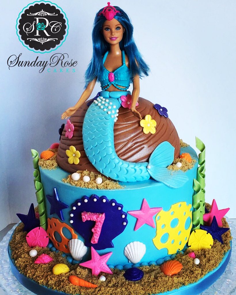 sundayrosecakes's tweet photo. We love designing this #mermaid #Barbie #cake for #childsparty #beachlife #dmvcakes #chocolate #seascape https://t.co/mBYYULL8er