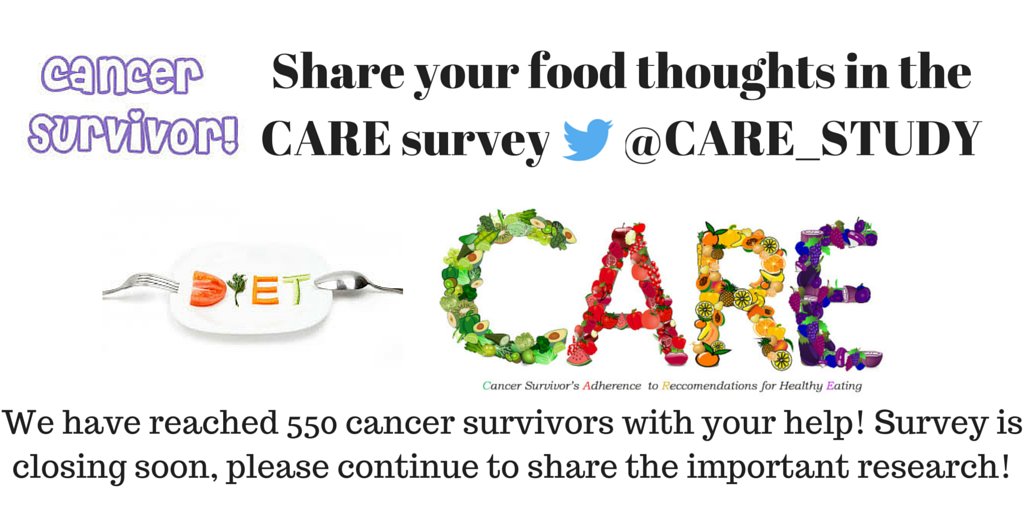 CARE_Study's tweet photo. @DrAnneDancey @survivornetca @PrettyinPinknB Plz RT &amp; Share #Cancer Survey @TuftsNutrition https://t.co/Z27pjRlnl4 https://t.co/CYvbkBThXQ