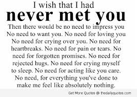 I wish i didn't. I wish to meet you. I wish i had. Never met. I wish to meet you.