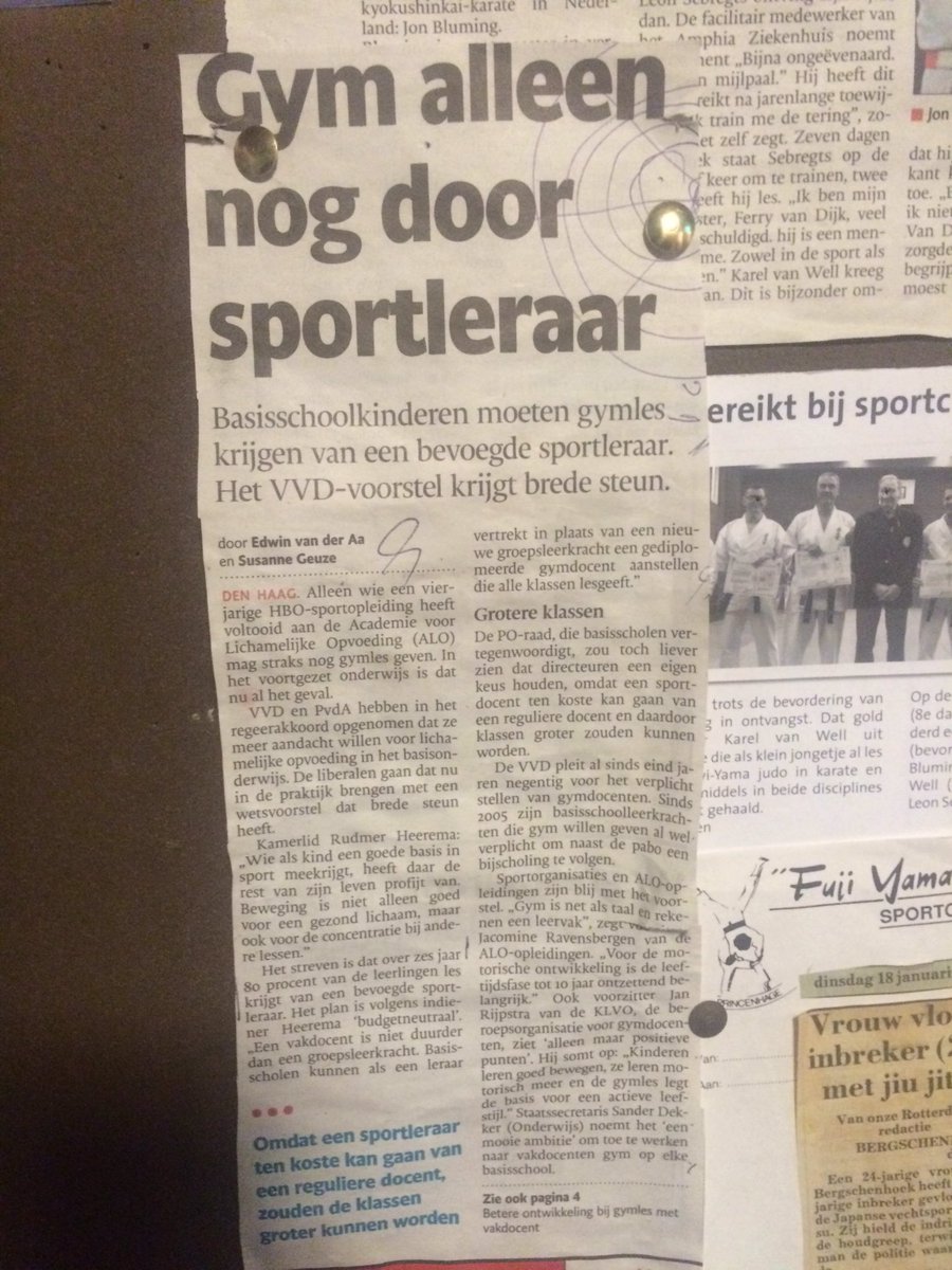 PoelmansDaan's tweet photo. Leuk om te zien: sportclub Fuji-Yama Princenhage laat op eigen prikbord meerwaarde vakdocent gym zien @BredaActief https://t.co/fdLXLkHnsF