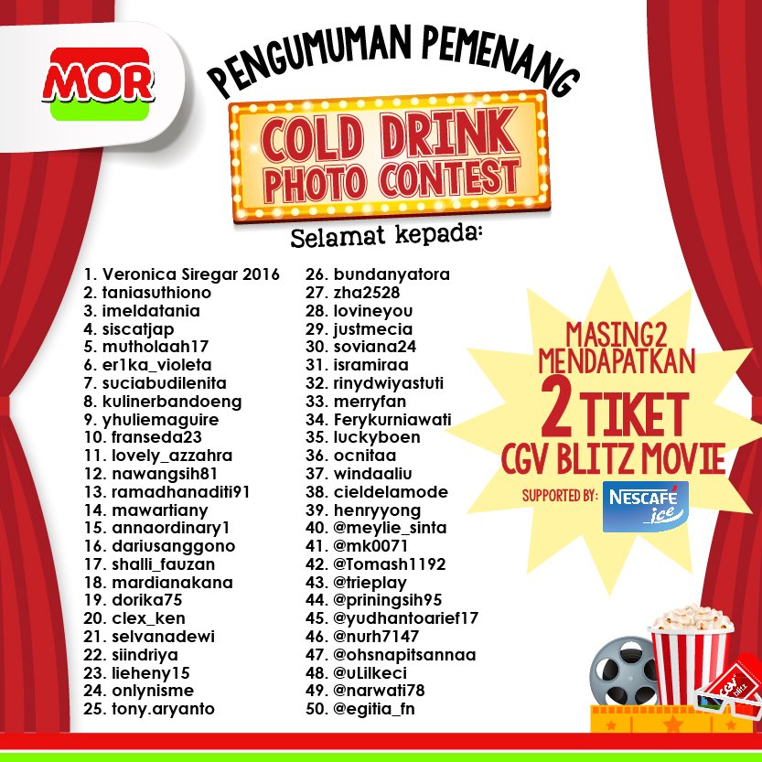 MORStore's tweet photo. Nih dia yang ditunggu-tunggu ParaMOR yang udah ikutan #MORColdDrinkPhotoContest
Cekidot untuk pemenangnya... https://t.co/CFTqHslPHr
