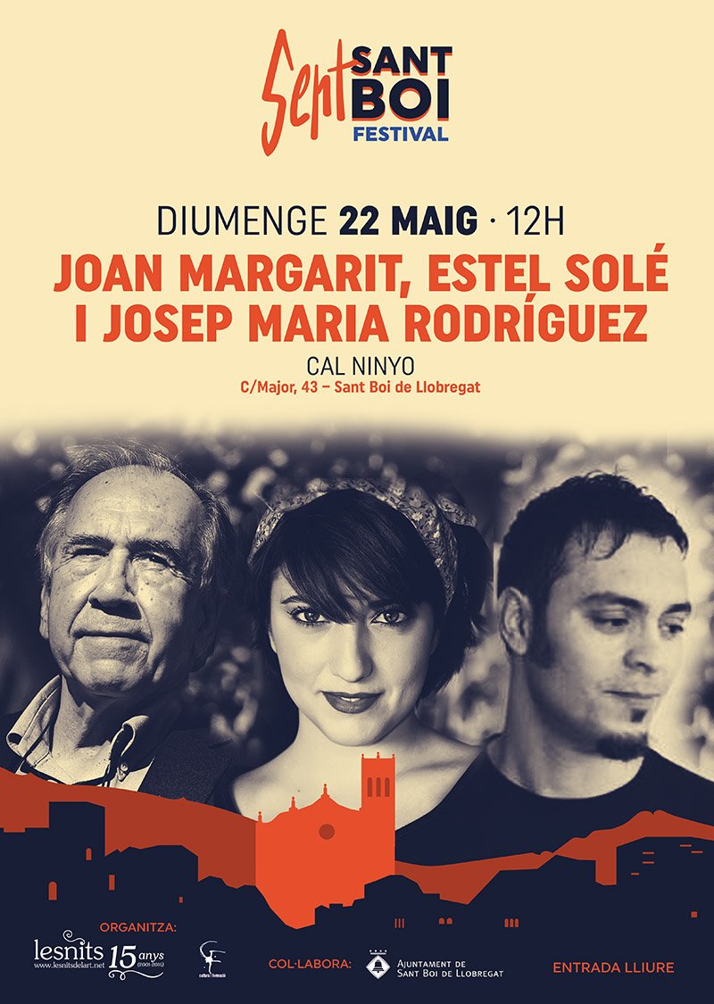 somoselregreso's tweet photo. Diumenge, 22 de maig, recital de #JoanMargarit, @EstelSole i Josep Maria Rodríguez.
12h | @Calninyo #SentSantBoi https://t.co/jPBwVKWLqp