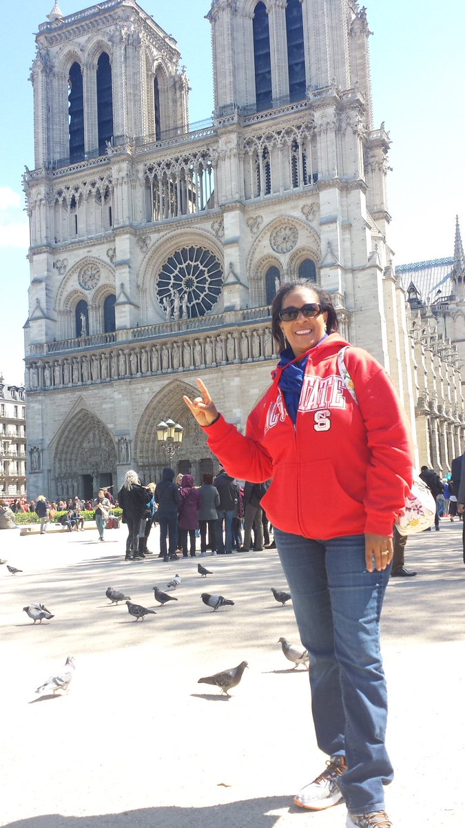 Wolfpack in Paris! Just returned. Very cool there. Needed a jacket. Take a photo right here Greg. <a href="/wralweather/">wralweather</a> #soil