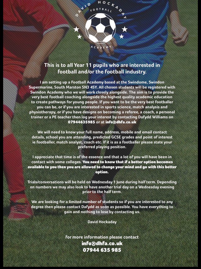 dhfa_info's tweet photo. To all Year 11 pupils interested in football, and the sports industry - Get in touch! Please RT @AdverSport https://t.co/ZHuU0PQ2C2