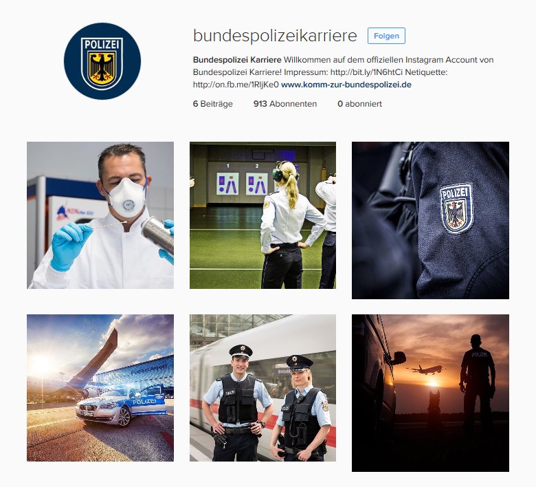 BMI_Bund's tweet image. Neu bei #Instagram: Die Kollegen der Bundespolizei bieten Einblicke in ihren Joballtag! #bpol #SocialMedia #Jobs