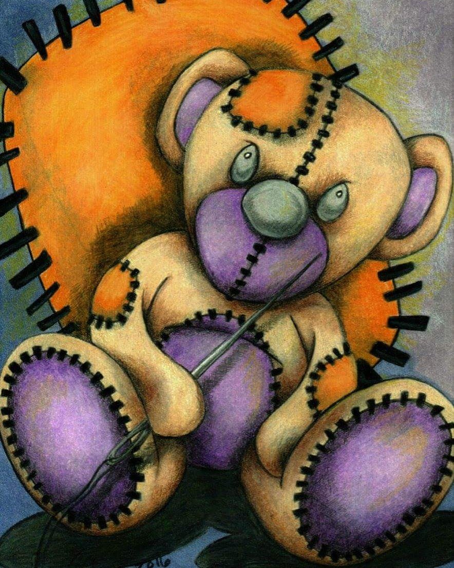 JessicaNunnoArt's tweet photo. Here he is! All up in stitches! #patchworkbear #illustration #stitches #jessicanunnoart #coloredpencil #sewing https://t.co/W2h8Wfa2aR