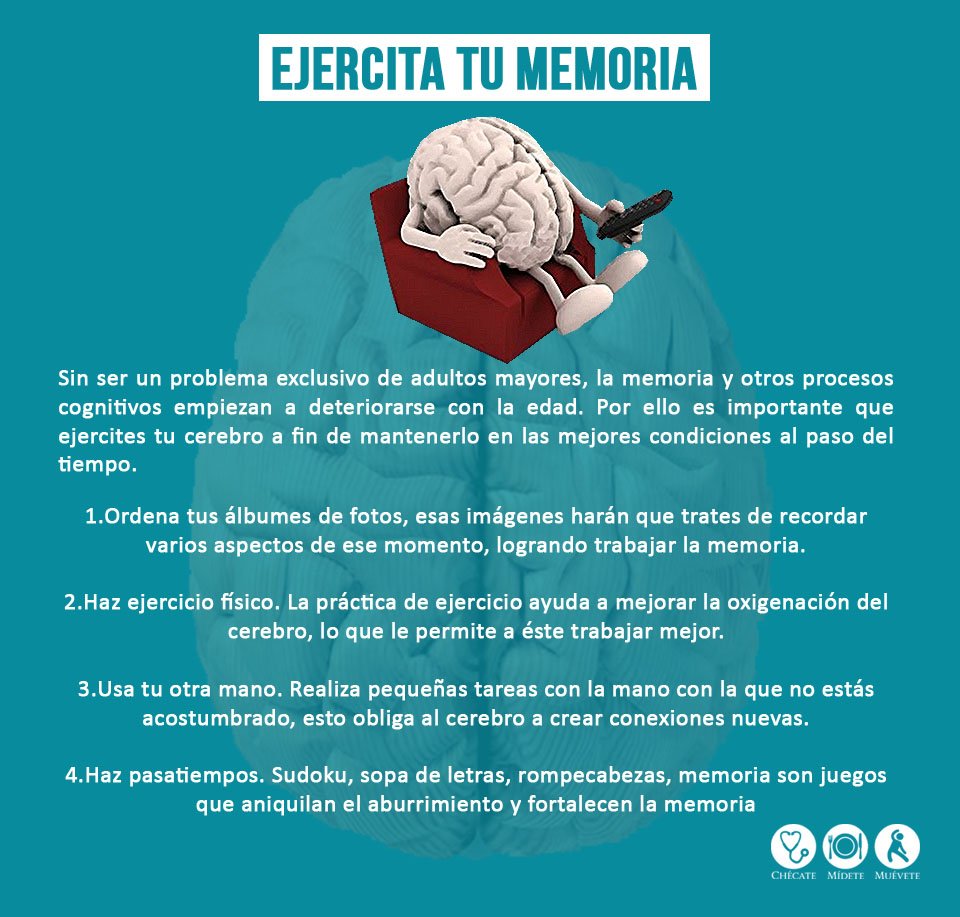 ChecaMideMueve's tweet photo. No dejes que tu memoria se haga perezosa, ella también debe ejercitarse como si fuera al gimnasio. https://t.co/aTvL3rsxdG