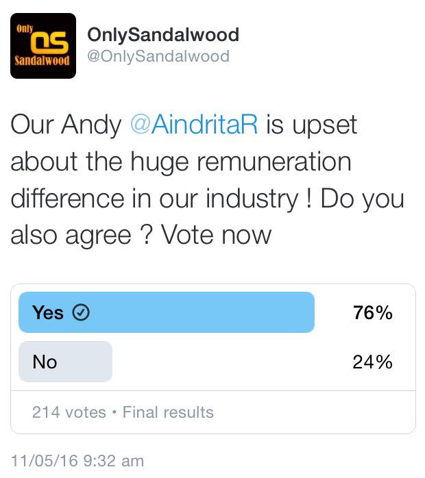 OnlySandalwood's tweet photo. Here comes the poll results for @AindritaR 's statement. ನಮಗೆ ಅನಿಸಿದ್ದು, ನಿಮಗೂ ಅನಿಸುತ್ತಾ ? https://t.co/zimm1JWcyy