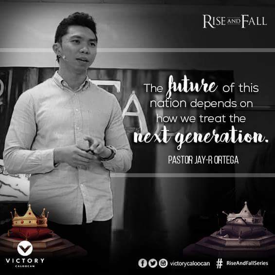 VictoryCaloocan's tweet photo. "The future of this nation depends on how we treat the next generation." - Ptr. Jay-R Ortega #RiseAndFallSeries https://t.co/38va23GQ6w