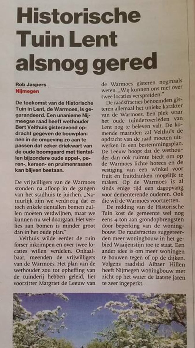 Super fijn dat <a href="/HistTuinLent/">Hist Tuinderij Lent</a> kan blijven bestaan en zo kunnen wij toch weer verder met al het vrijwilligerswerk👍🏻