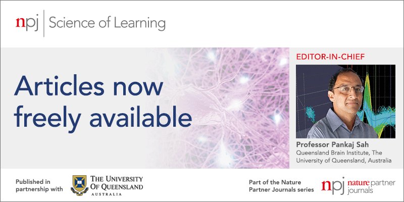 Nature Partner Jnls on Twitter: "npj Science of Learning has published first #openaccess articles! @QldBrainInst https://t.co/tSWrb7hEg3" / Twitter