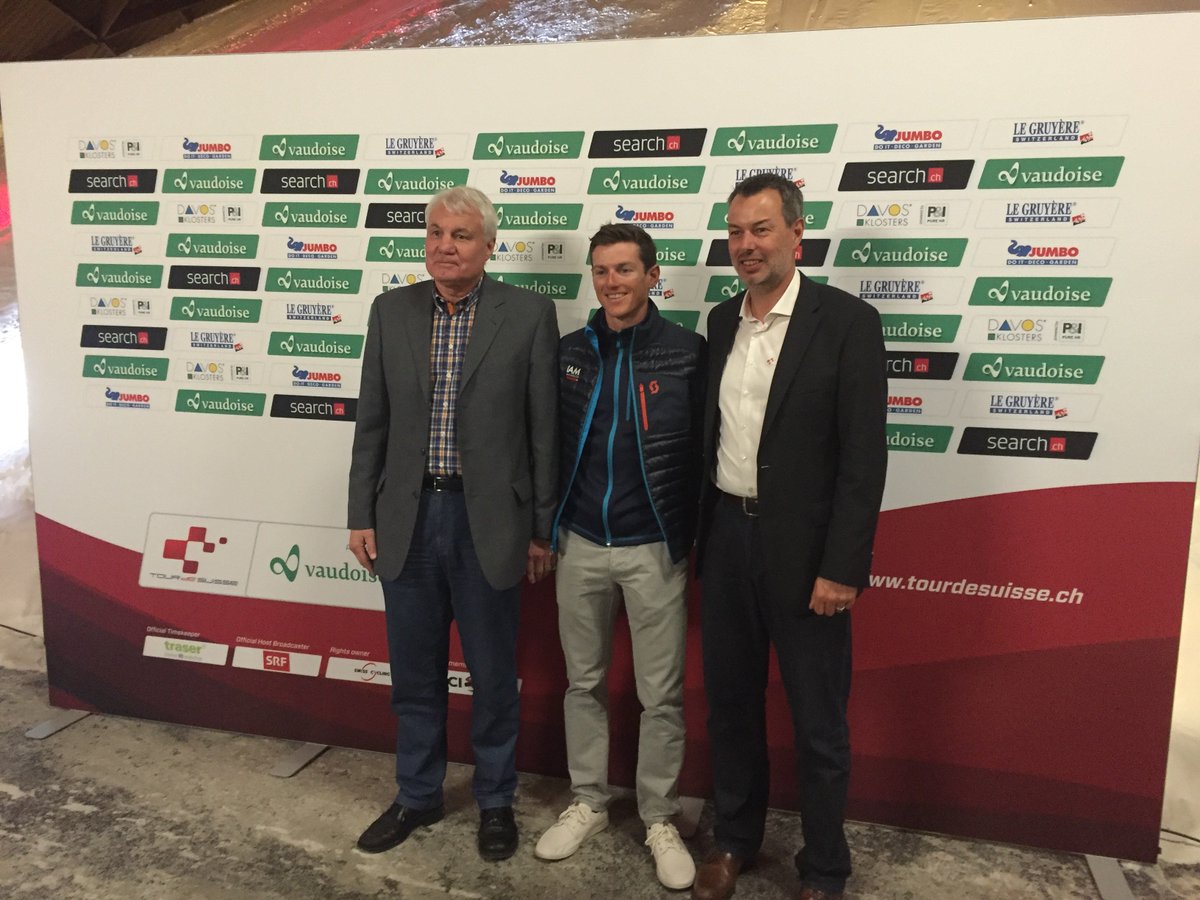 Caught some sun? Mathias Frank <a href="/IAM_Cycling/">✚ Team IAM Cycling</a> at yesterday's media conf. of stage city Rheinfelden (3rd/4th stage)