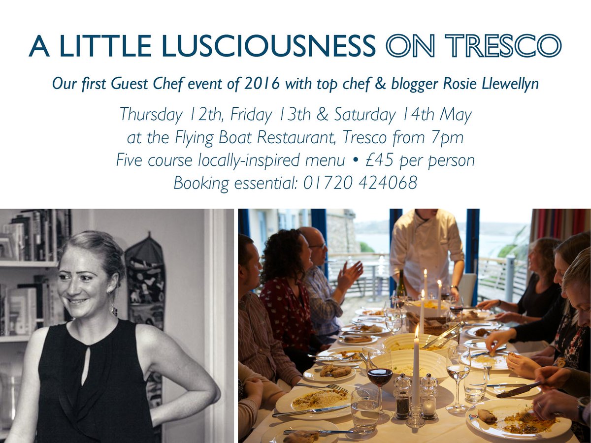 1st #Tresco Guest Chef events with @alusciousness @FBC_Tresco start tonight; last few spaces tresco.co.uk/enjoying/event…