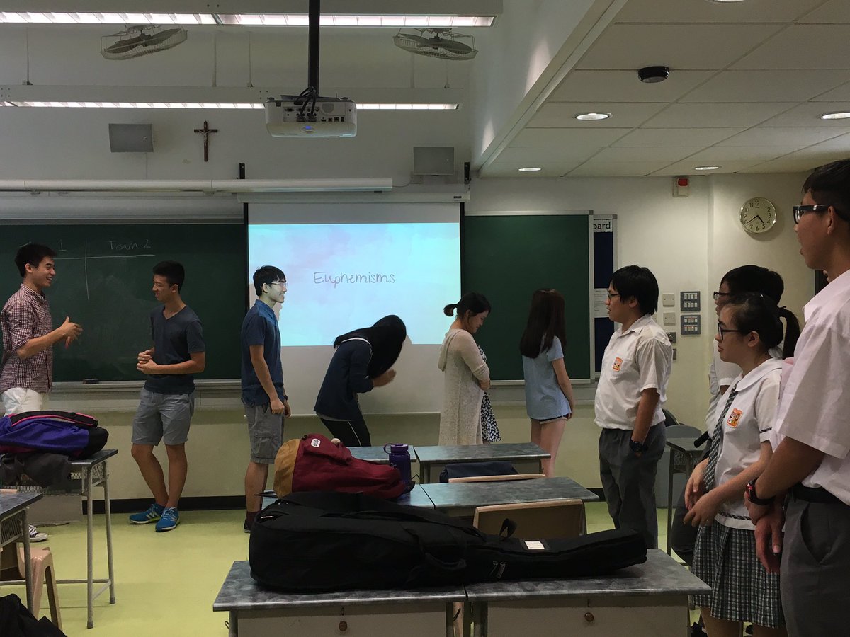 pakyuen1's tweet photo. Local Link students discussing about  euphemism and idiom at St Peter's Secondary School #wis_hk https://t.co/ANWkJou18c
