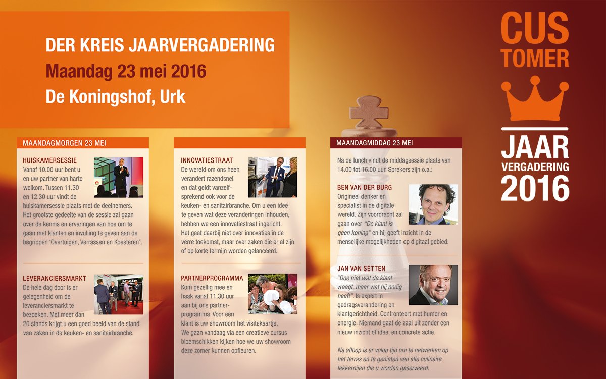 Tijdens de jaarvergadering staat ons een veelzijdig programma te wachten met interessante sprekers #DKcustomer