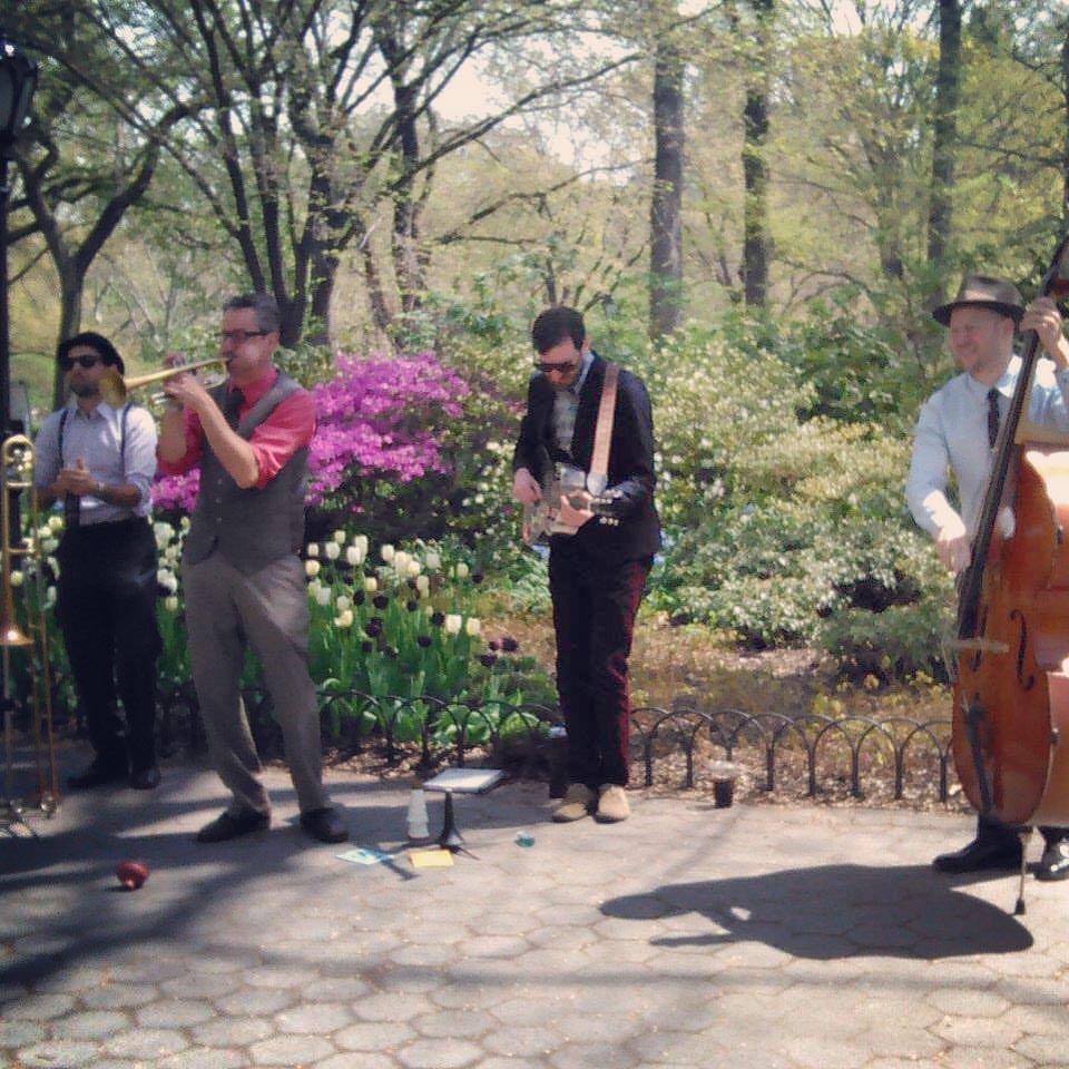 These gents! @tinpanband Playing the blues! (And inside, at @Merchant_Hse ) 25th June. ow.ly/4nr52B
