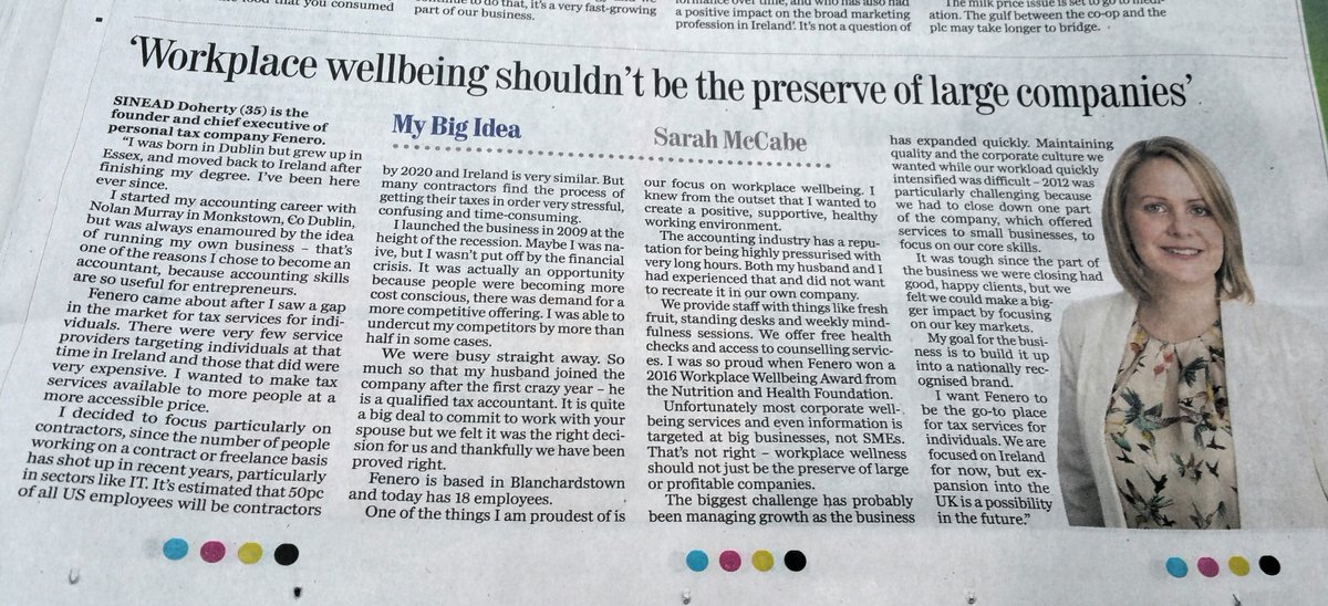 SineadDFenero's tweet photo. Great talking to @SarahMcCabe1 @IndoBusiness on Wellbeing at @Fenero @NHF_Irl
https://t.co/qx57JHdurX #workwell2016 https://t.co/DUUdOurU2w