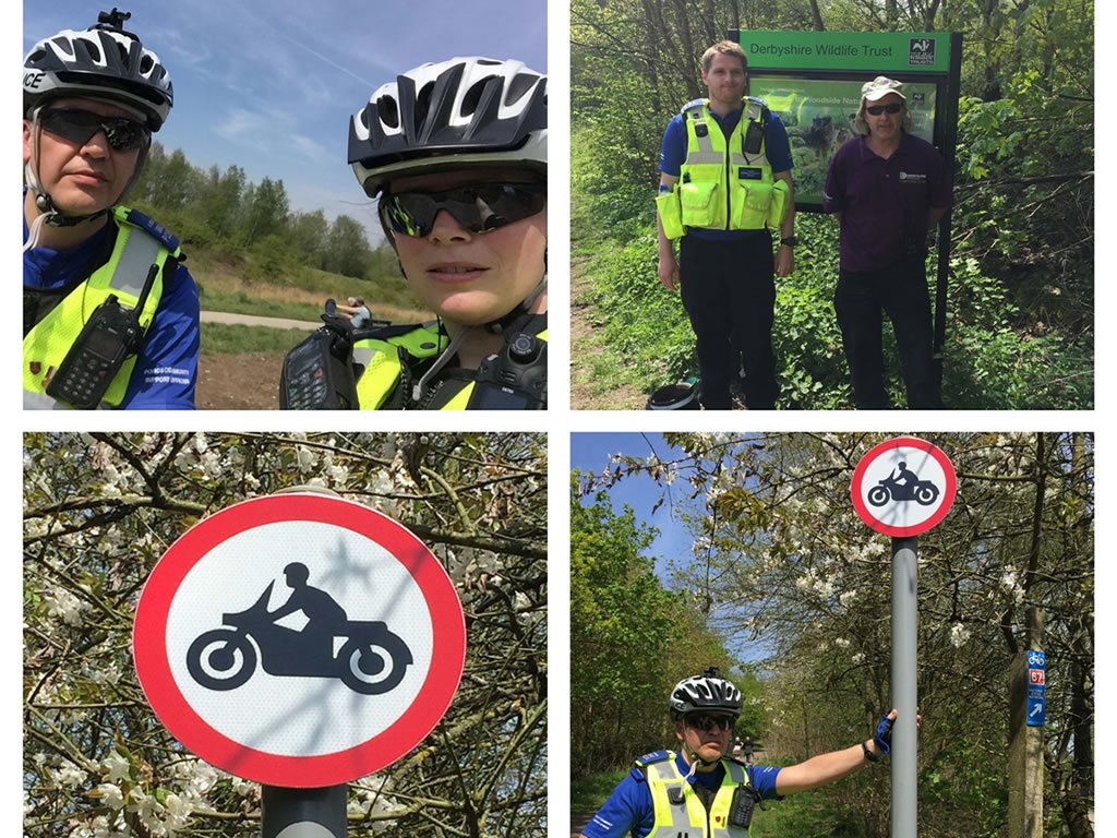 DerbysPolice's tweet photo. Officer patrols target illegal & nuisance motorbikes on the #NutbrookTrail. #ASB https://t.co/cV2X90vJ0l https://t.co/cg2Ka7ANS5