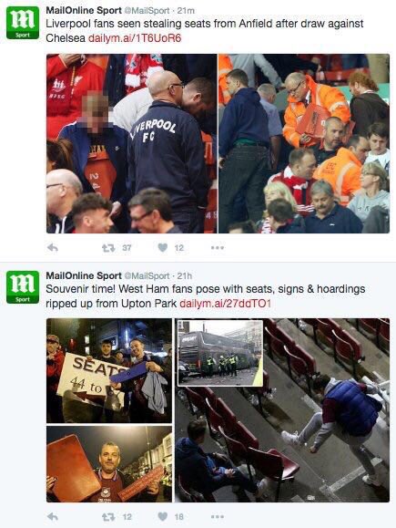 StephenEvans75's tweet photo. Absolute gobshites @MailSport West Ham take Souvenirs but Liverpool steal. Pathetic southern Bias as per usual. https://t.co/Odv7Ydvnlj