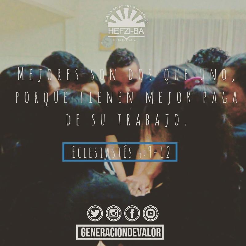 GeneracionValor's tweet photo. Mejores son dos que uno; porque tienen mejor paga de su trabajo.
Eclesiastés 4:9 https://t.co/v5Qlf1vtI0