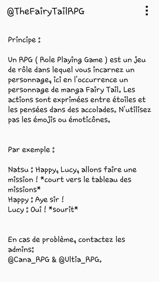 TheFairyTailRPG's tweet image. Voici les règles de ce RPG Fairy Tail !

12/05/2016.