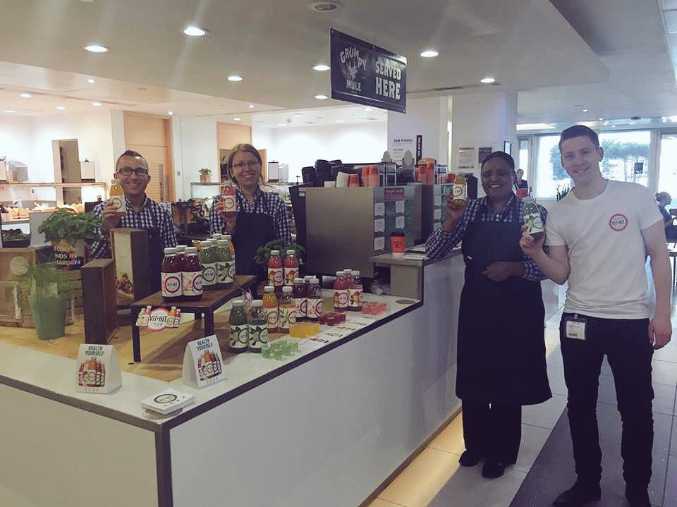 <a href="/LussoCatering/">Lusso Catering</a> <a href="/Vithitdrinks/">VITHIT</a> Vit Hit tasting in the cafe today! #vitaminboost