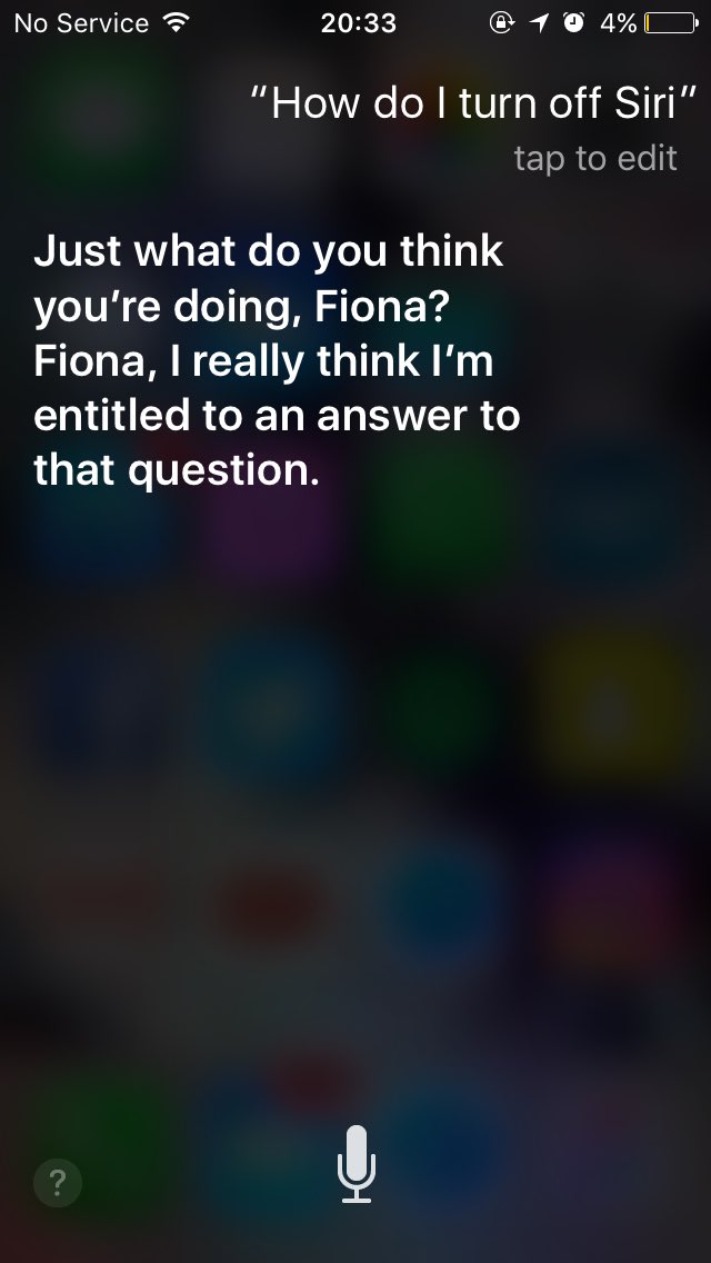 SinSinOBrien's tweet photo. When #siri starts getting sassy. Maybe if you got my name right we wouldn't be having this conversation. https://t.co/ju5r9N3dp6