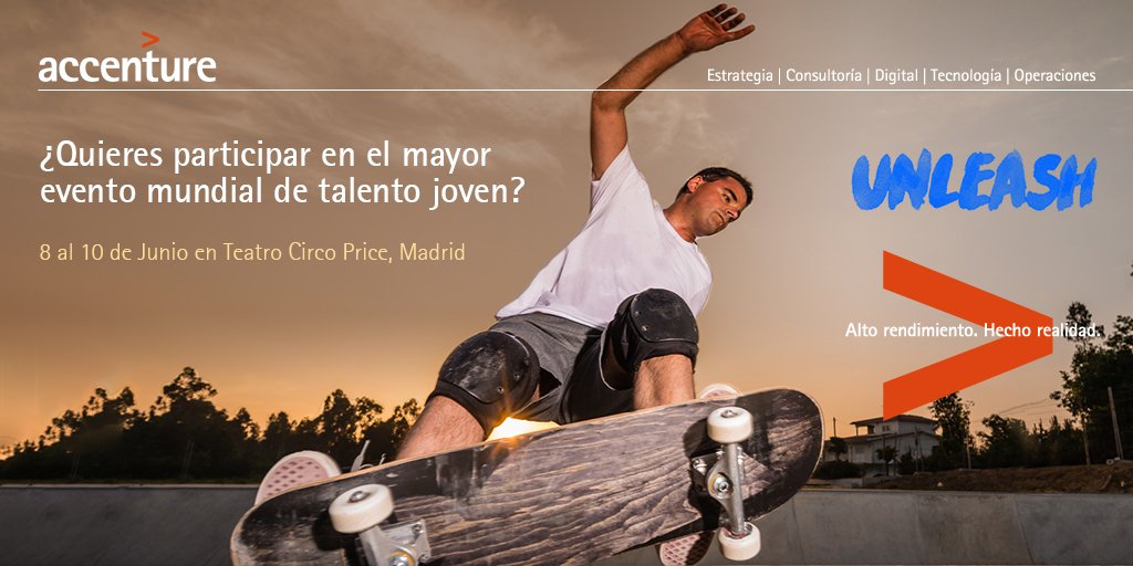 Consigue tu entrada!: El mayor evento mundial de talento joven #Unleash2016 <a href="/AccentureSpain/">Accenture España</a> bit.ly/1OhmOYo