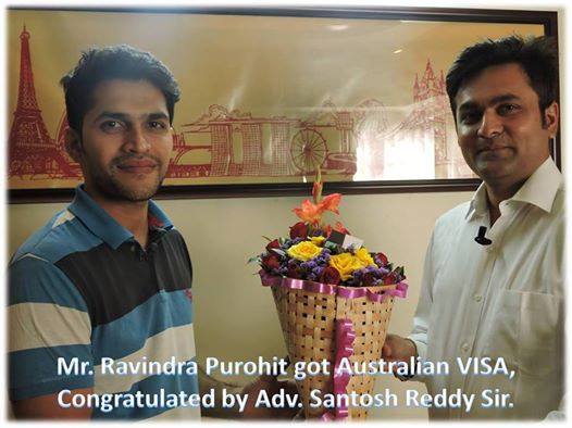 Mr.Ravindra Purohit got Australian VISA, Congratulated by Adv. Santosh Reddy Sir. #ImmigrationtoAustralia