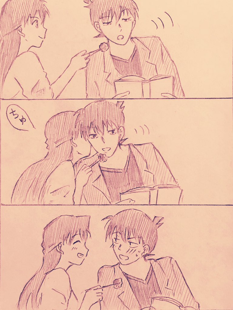 RTの推しカプで描いた。このシチュ可愛い;;付き合ってる新蘭だわな!!! 