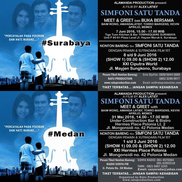 RatuProduction's tweet photo. Simfoni Satu Tanda Nobar - Meet&amp;Greet bareng para artisnya #Surabaya #Medan @alamandaprods @apriliokingdom https://t.co/5VNbQurkxa