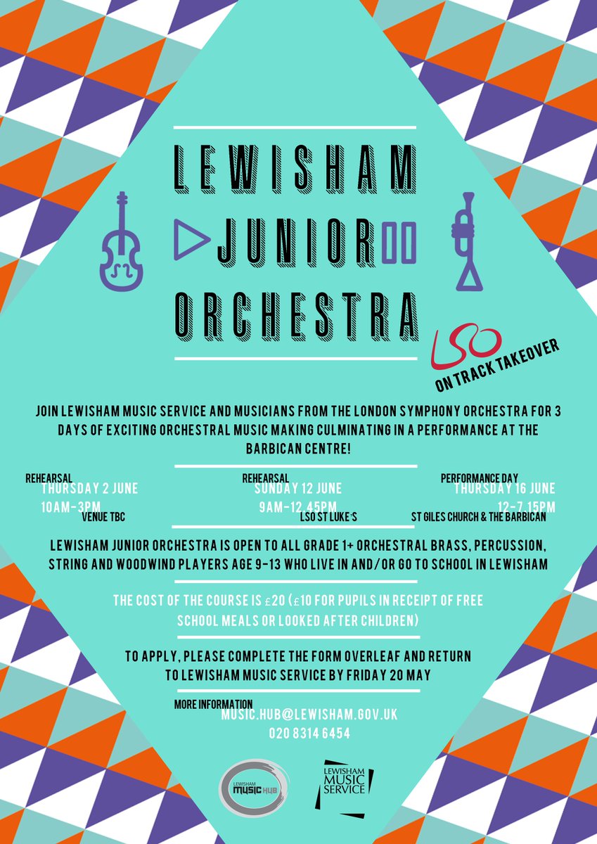 LewishamMusic's tweet photo. Amazing opportunity for children aged 9-13 to learn with musicians from @londonsymphony @LewishamCouncil https://t.co/zChTFByRYY