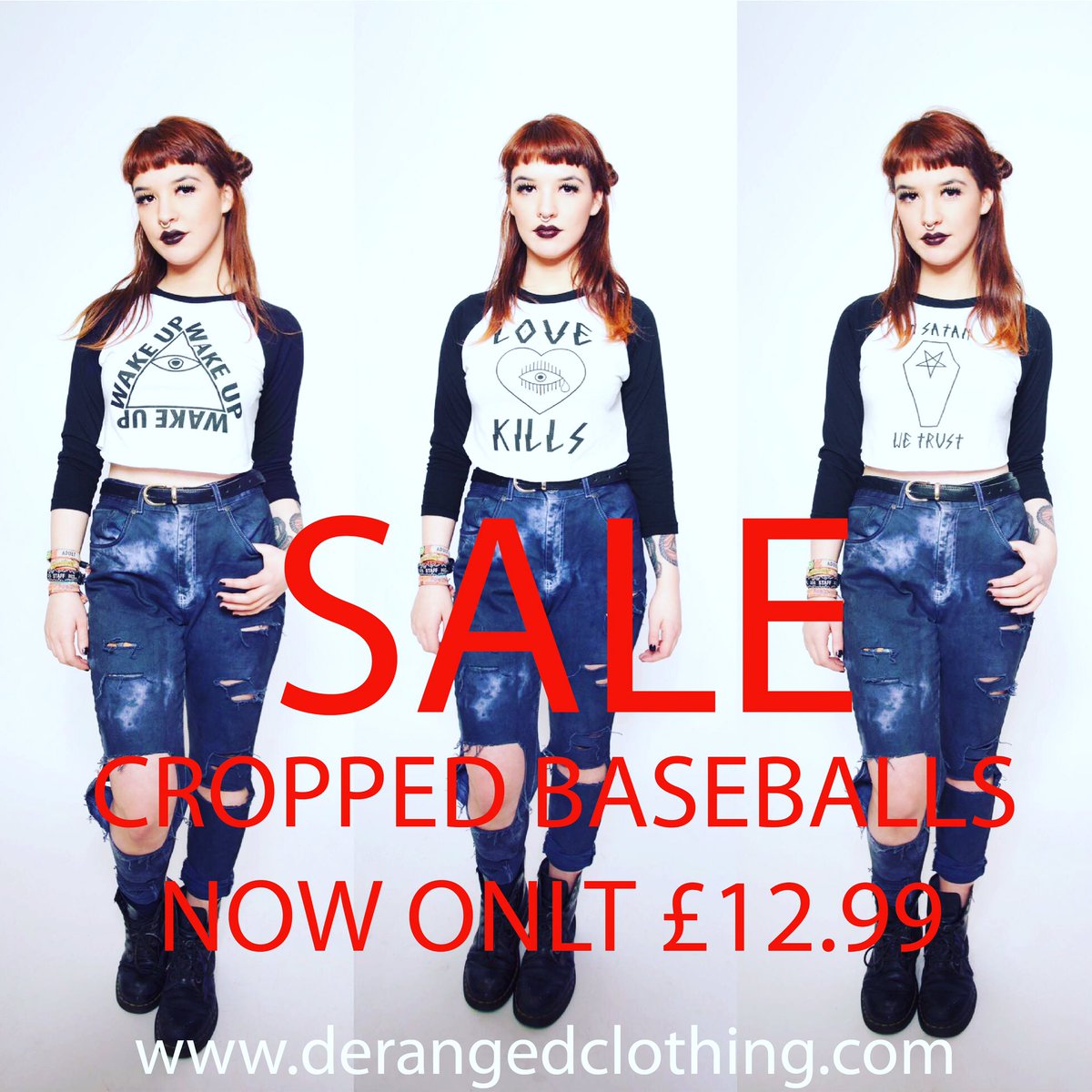 derangeduk's tweet image. LIMITED TIME ONLY - Cropped Baseballs only £12.99 at derangedclothing.com 💀⚰