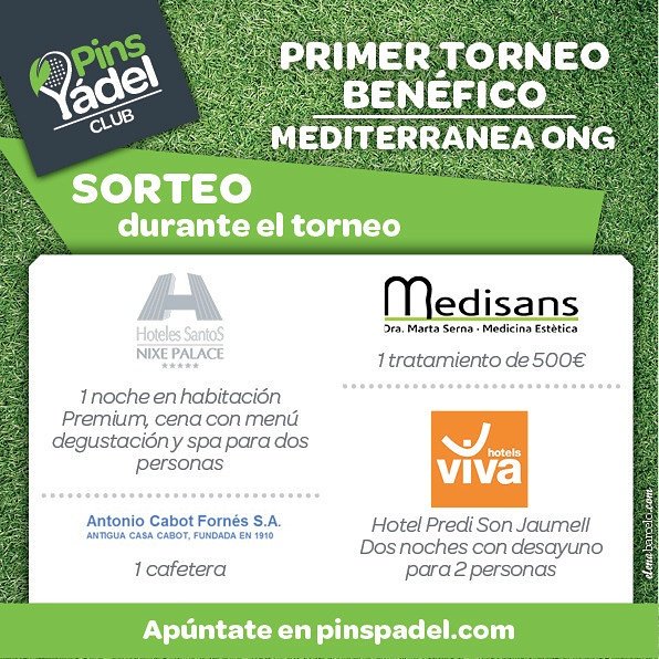 Pinspadel's tweet image. Gracias a todas las #empresas que colaboran en el #torneo @mediterraneaong @medisans #padel #mallorca #vivahotels