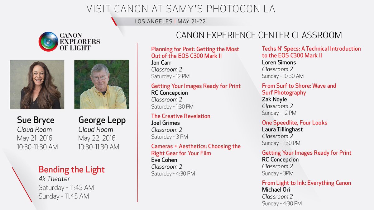 Check out what #Canon has planned for @Samys_Camera #PhotoConLA. Buy your tickets now. canon.us/bBlHs