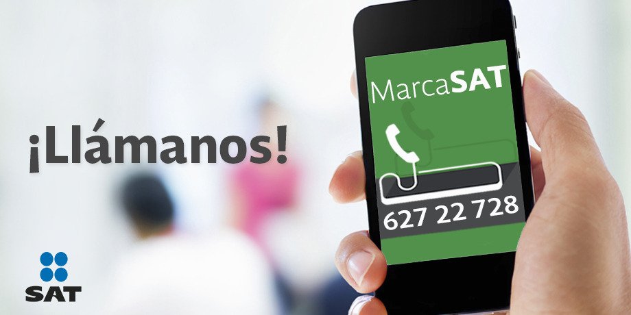 SATMX's tweet image. En la opción 3 de MarcaSAT recibes orientación fiscal gratuita. Llámanos: 627 22 728.