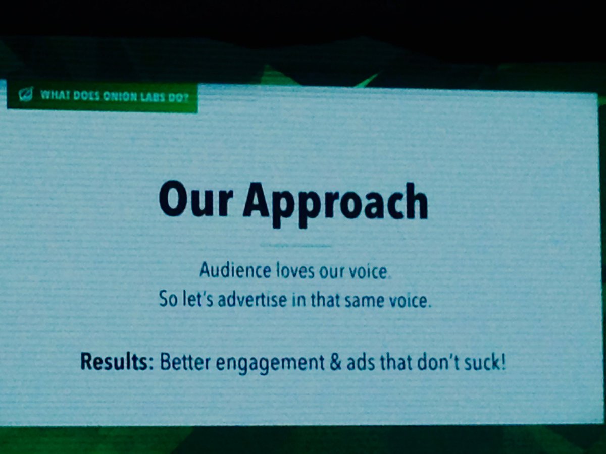 Thx <a href="/hassanisms/">Hassan S. Ali</a> and <a href="/jmdavid/">Jordan David</a> from <a href="/TheOnion/">The Onion</a> for this very entertaining session! #Engage2016 #content