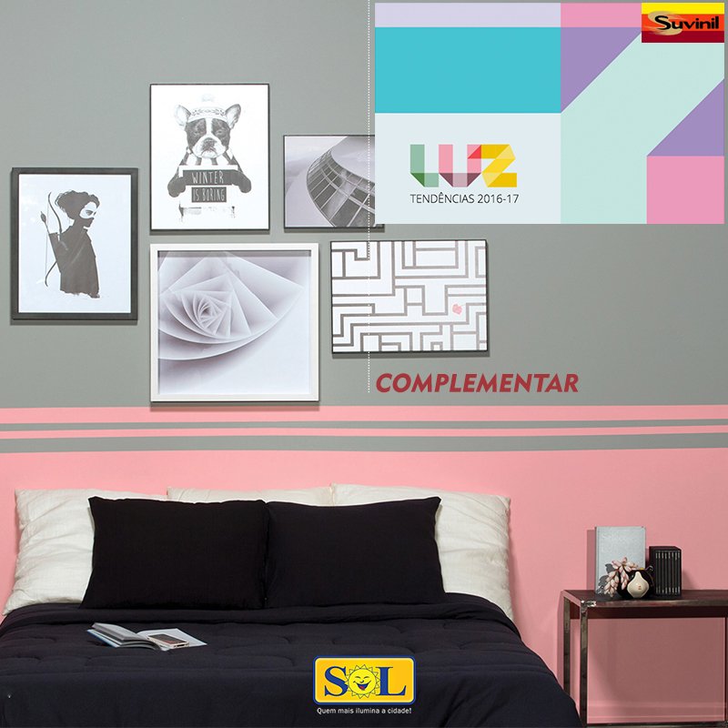 solcomercial's tweet image. #Complementar é a terceira paleta de cor Suvinil 2016. Neste ambiente, ele se faz presente com a neutralidade do