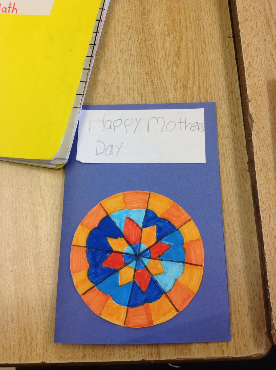 Creating our own mandalas for our Mother's Day cards.  Symmetry in action!