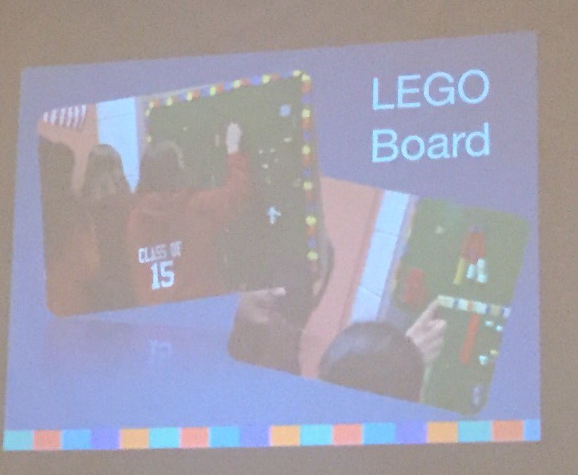 teachwithtek's tweet photo. LEGO bulletin board! Why not?! #create #design #engage #aobtechday https://t.co/B0dt4QEvYK