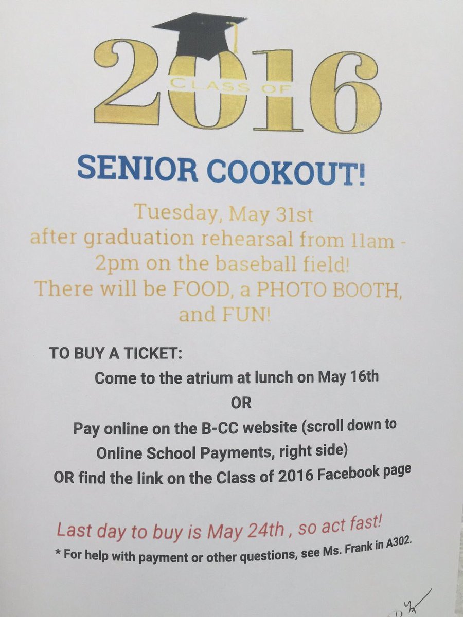 battlingbarons's tweet photo. Senior cookout May 31st!!! Buy your ticket by May 24 https://t.co/qPU9SMuvMp