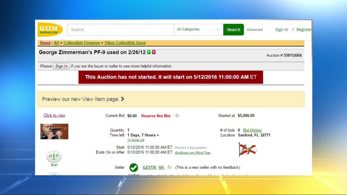 Auction listing George #Zimmerman gun used in Trayvon Martin killing pulled bit.ly/24NK0Sg?utm_me… https://t.co/Fj05jiViRN