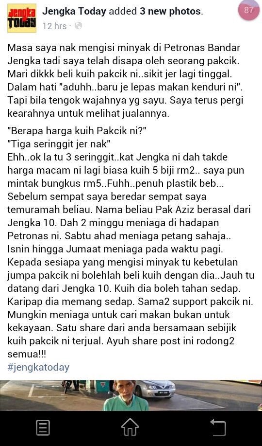 Gengkotak's tweet photo. Drpd korg perabis duit beli jubah hipster bagai, belanjalah sekeping dua buat beli kuih pakcik ni, laknet. Sebarkan! https://t.co/Gz76OGo72C