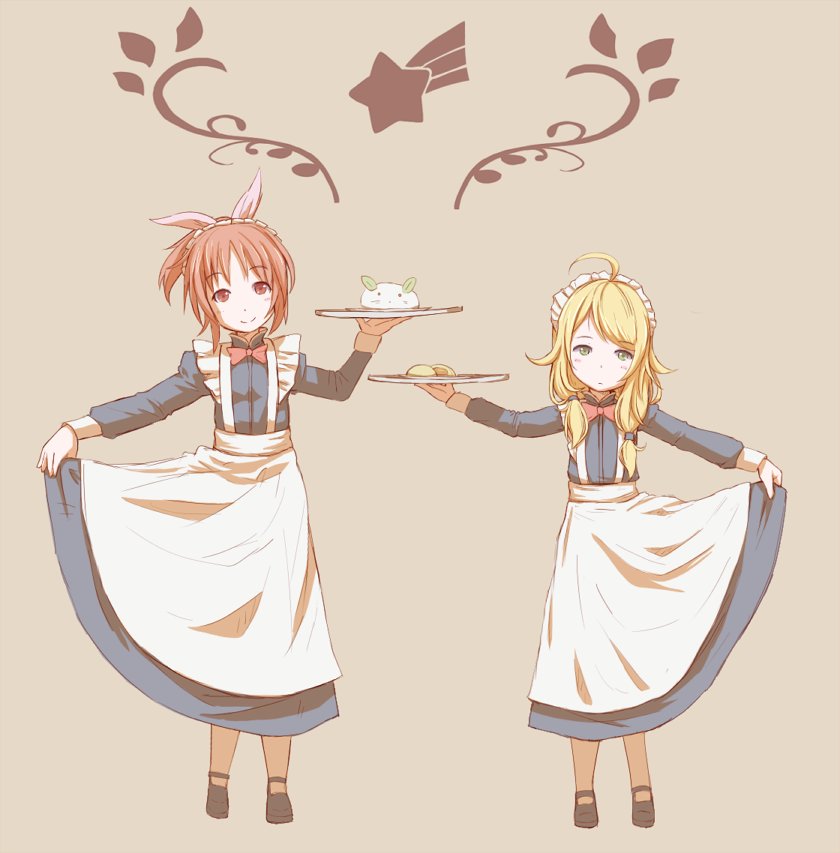 安部菜々 「ロングメイド服の安部さんと遊佐こ 」|ひよ八のイラスト