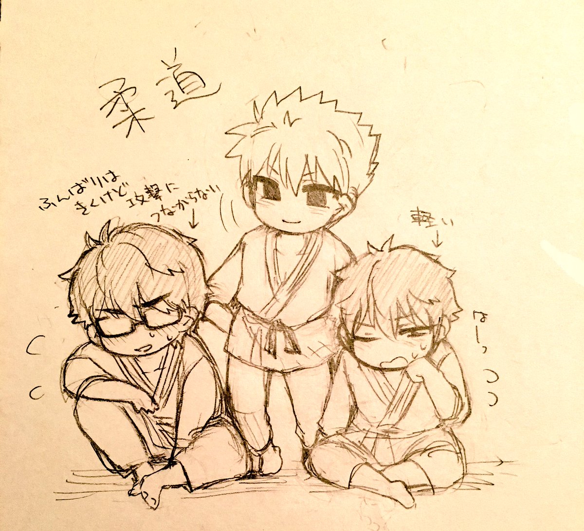 SD嵐さん可愛すぎるってことを伝えたかったがために描いた、親友の推しダイヤの御幸くんとあんスタの守沢千秋と嵐さん並べた絵ヽ('∀`)ノお気に蔵出し。よし満足。 