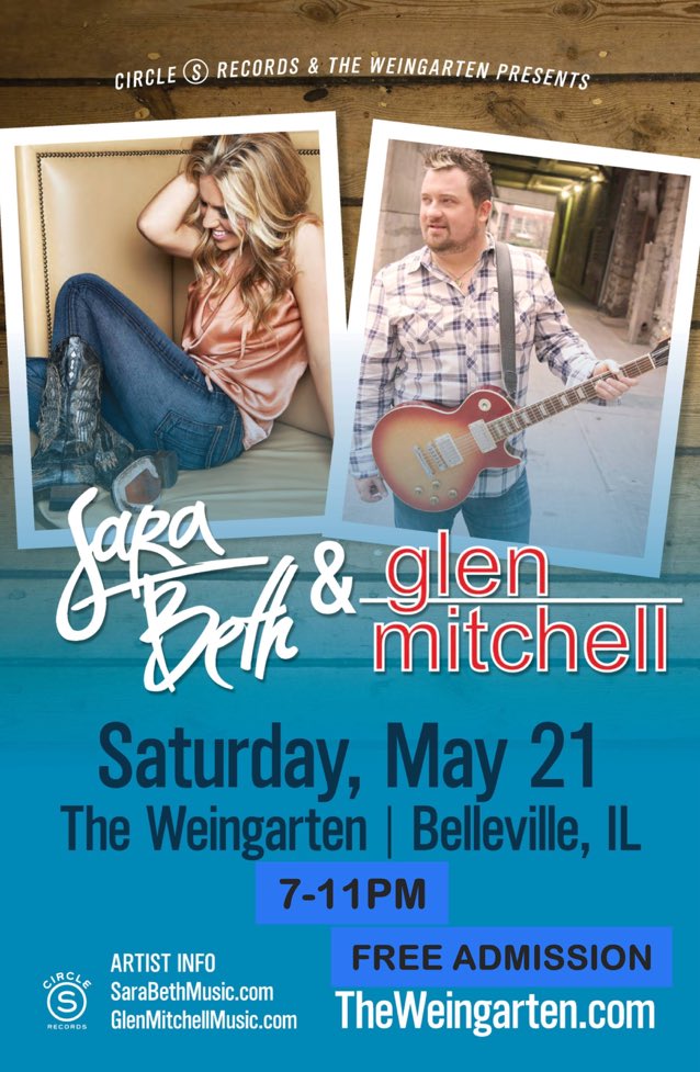 theweingarten's tweet photo. Only 9 more days until we rock out on the patio for #Mayfest with @SBSwags &amp; @IAmGlenMitchell!! https://t.co/b4f02FtOCL
